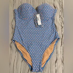 J. Crew Blue Floral Underwire One-Piece Swimsuit size 6 NWT